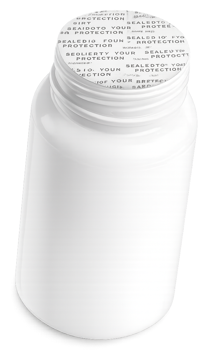 White bottle with aluminium induction foil seal