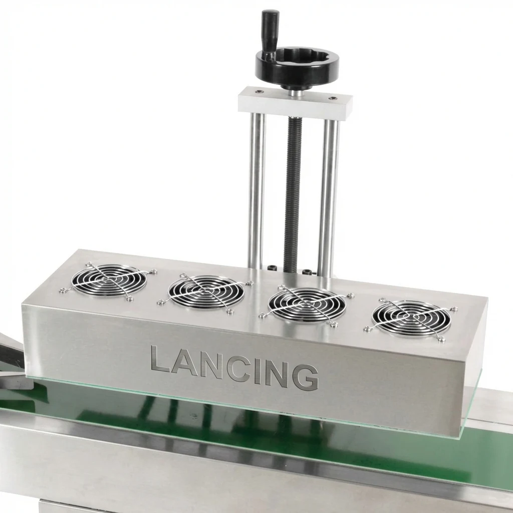Close up of Lancing induction sealing head